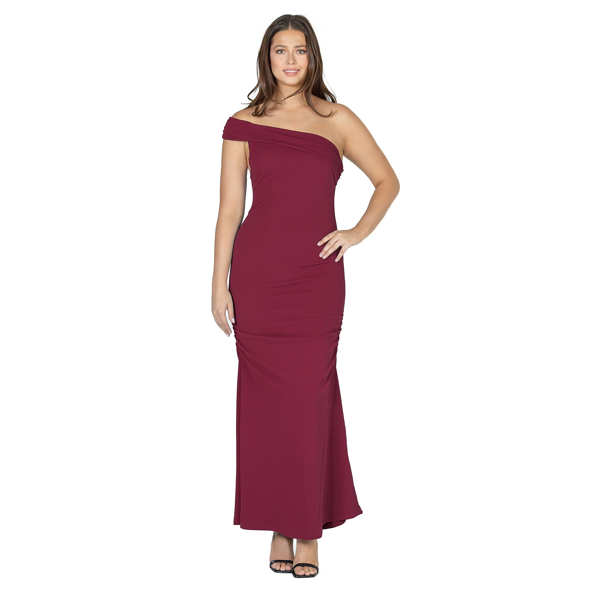 24seven-Comfort-Apparel-Formal-One-Shoulder-Rouched-Mermaid-Maxi-Dress