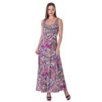24seven Comfort Apparel Womens Pink Paisley Print Scoop Neck A Line Sleeveless Maxi Dress