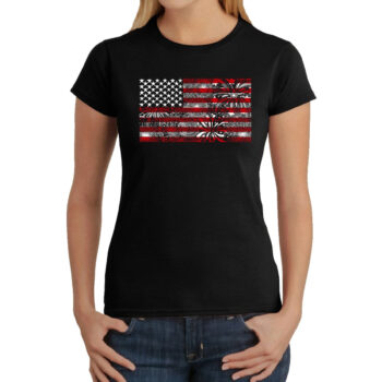 LA Pop Art Women's Word Art T-Shirt - Fireworks American Flag